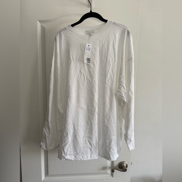 Top Shop Oversize White Long Sleeve with Split Hem SZ 4-6 - Picture 1 of 6